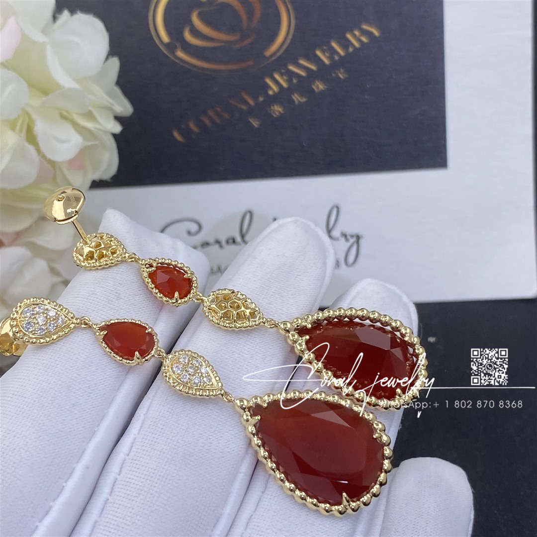 Boucheron serpent bohème couleur yellow gold carnelian diamond earrings jco01367 (7)