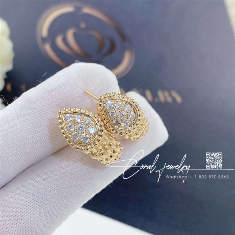 Boucheron serpent boheme diamond earrings yellow gold (1)