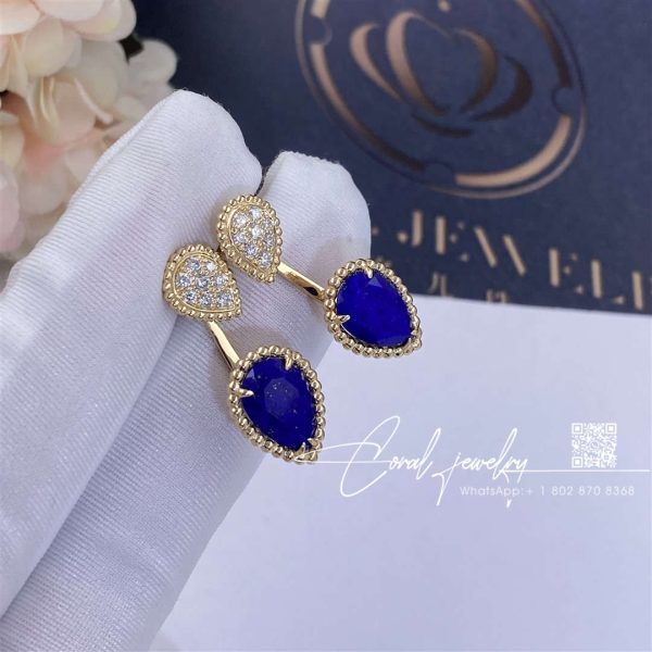 Boucheron serpent bohème earring yellow gold diamond lapis lazuli jco01427 (2)