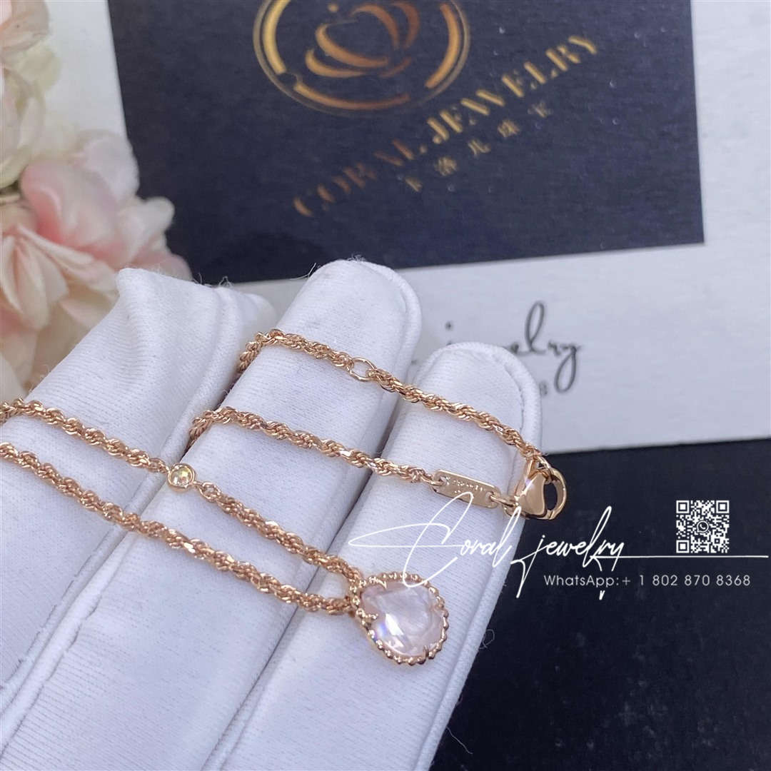 Boucheron serpent bohème pendant rose gold diamond rose quartz xs motif jpn00677 (2)