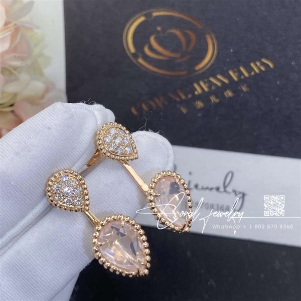 Boucheron serpent bohème rose quartz earring, s and xs motifs jco01567 (1)