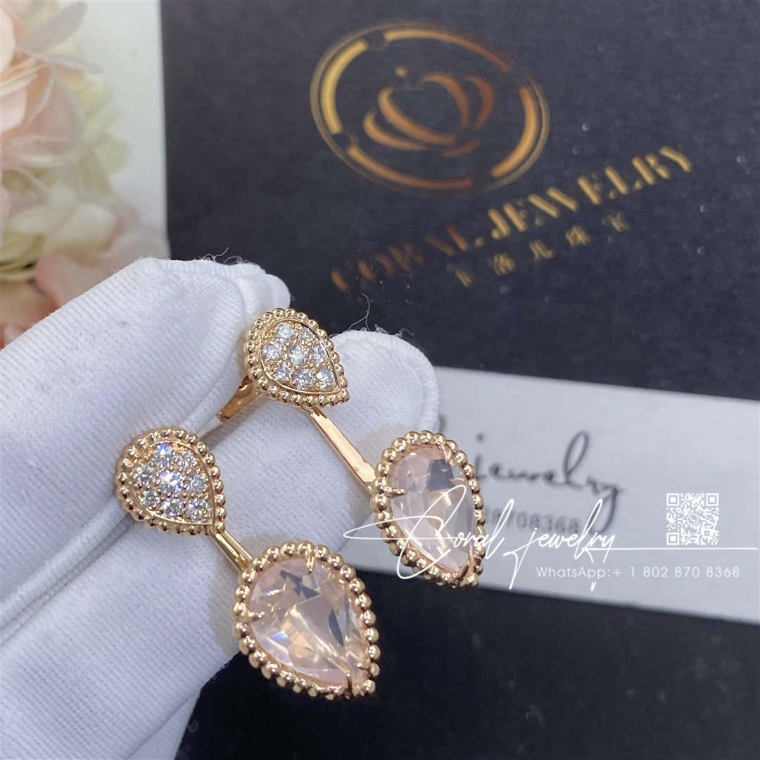 Boucheron serpent bohème rose quartz earring, s and xs motifs jco01567 (1)