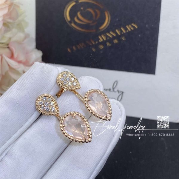 Boucheron serpent bohème rose quartz earring, s and xs motifs jco01567 (4)