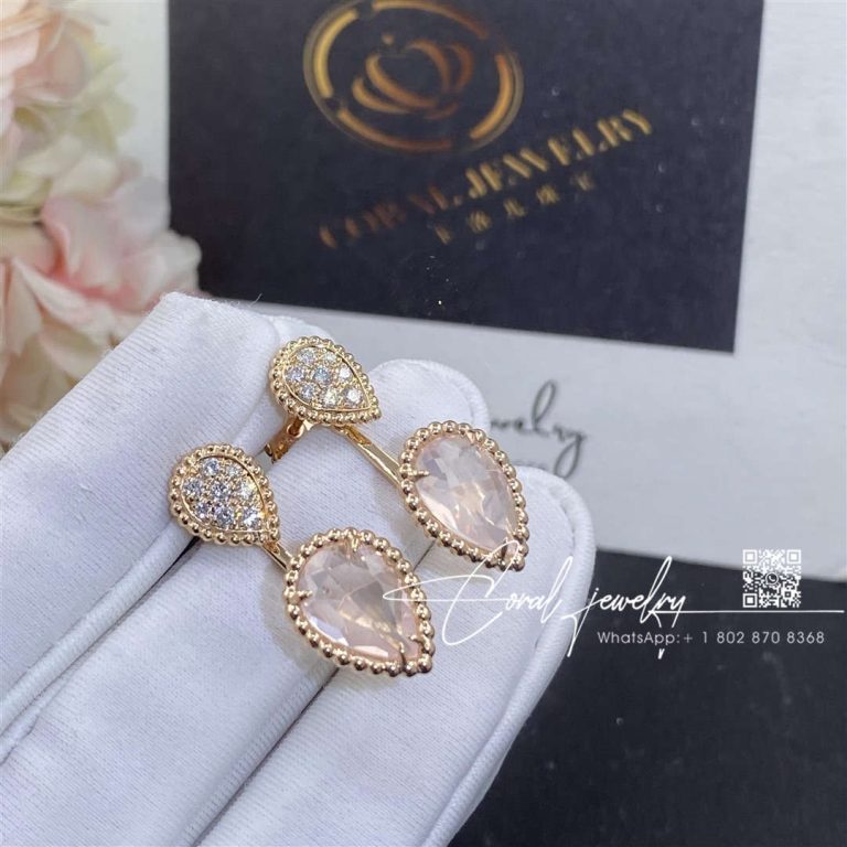 Boucheron serpent bohème rose quartz earring, s and xs motifs jco01567 (4)