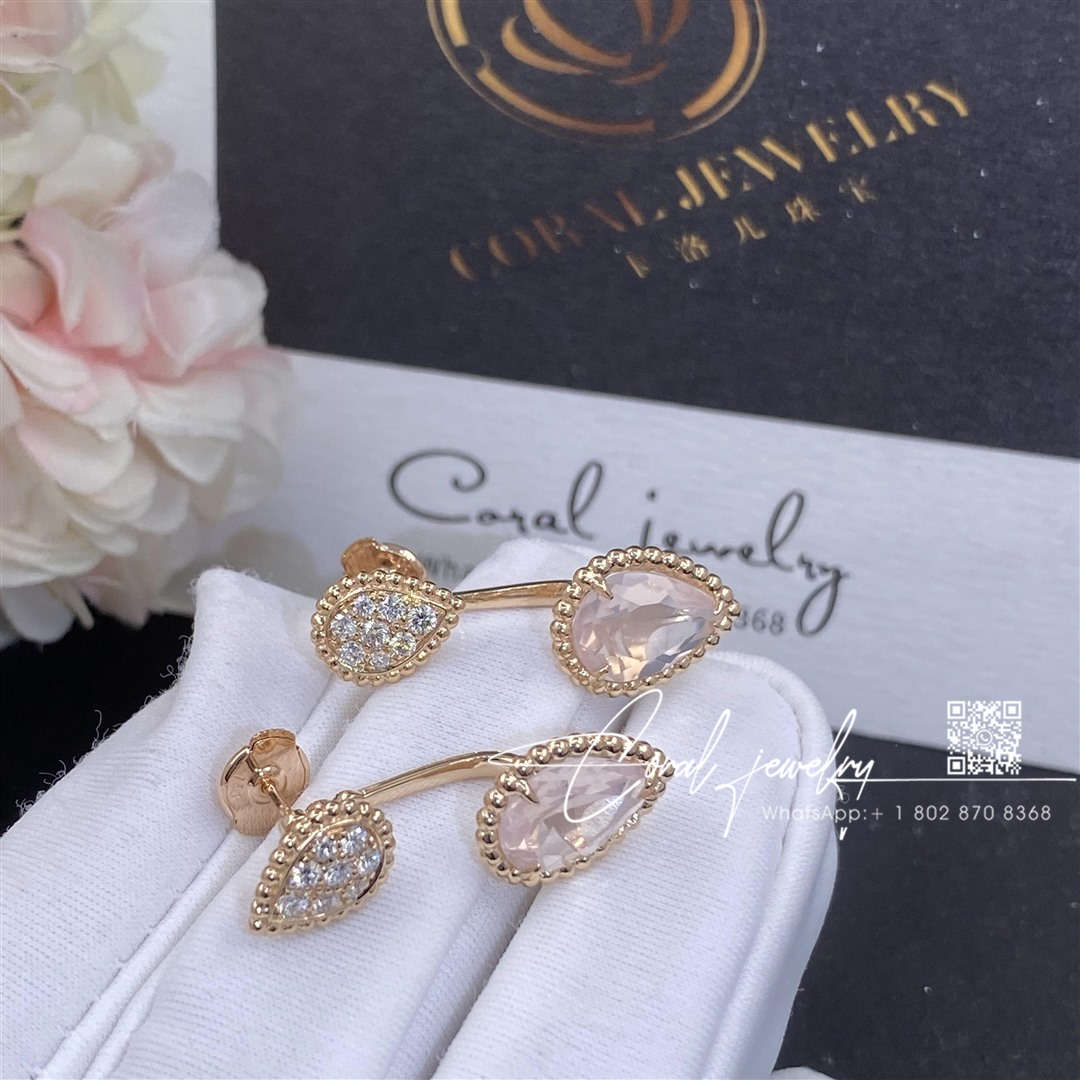 Boucheron serpent bohème rose quartz earring, s and xs motifs jco01567 (6)