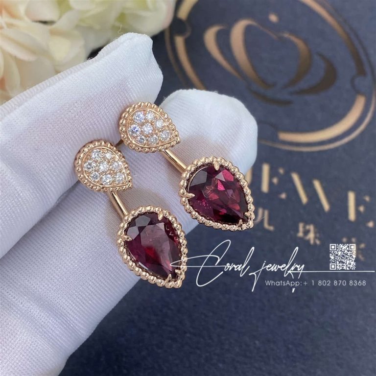 Boucheron serpent bohème stud earring s and xs motifs rhodolite jco01430 (1)