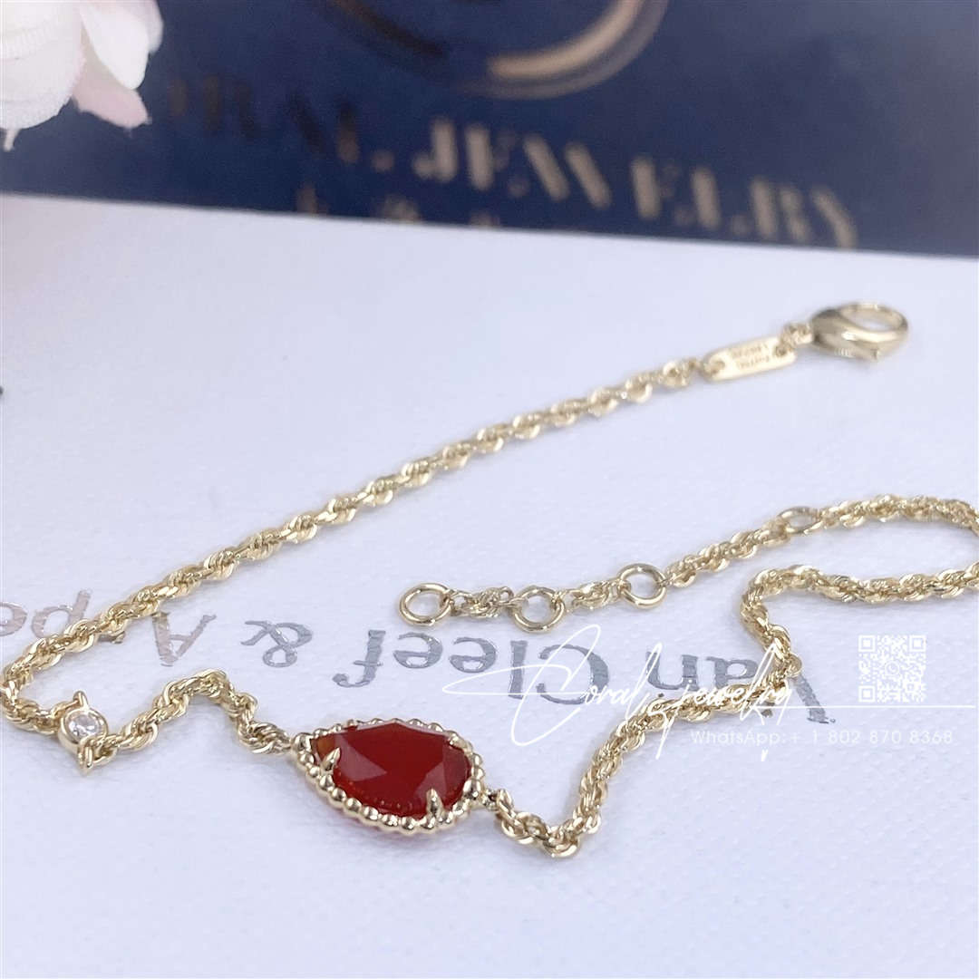 Boucheron serpent boheme yellow gold diamond carnelian bracelet jbt00810 (6)