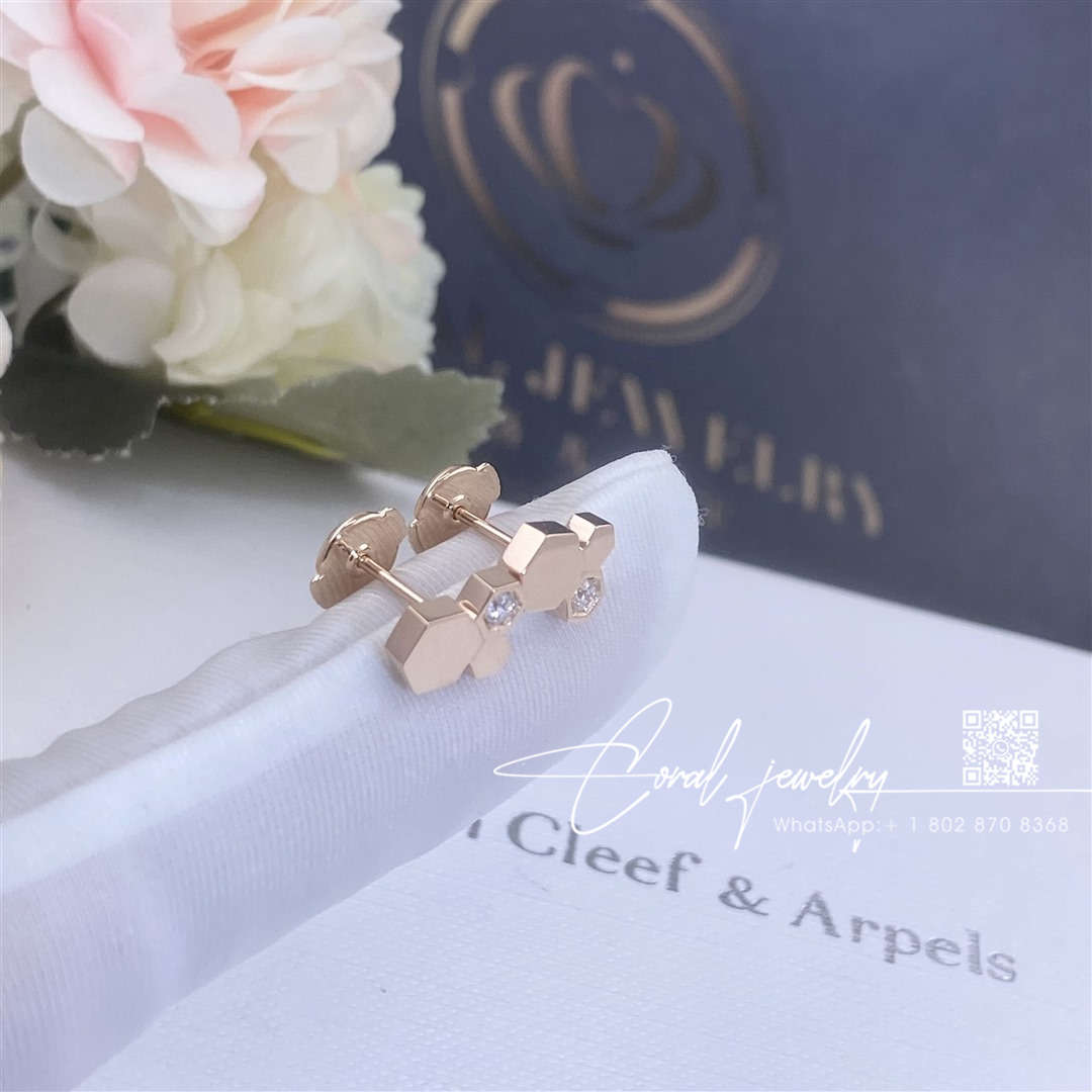 Chaumet bee my love earrings rose gold, diamonds 083985 (4)