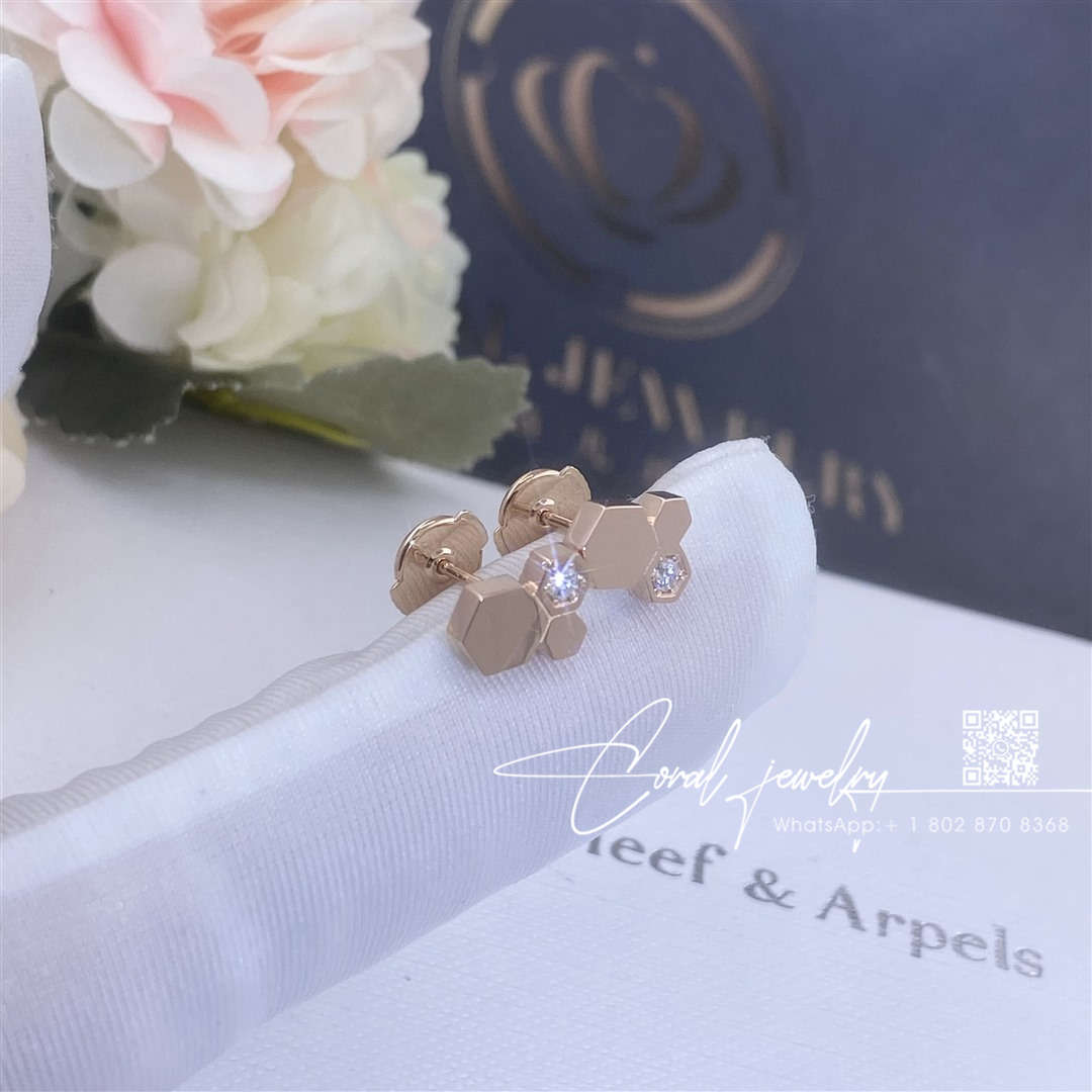 Chaumet bee my love earrings rose gold, diamonds 083985 (5)