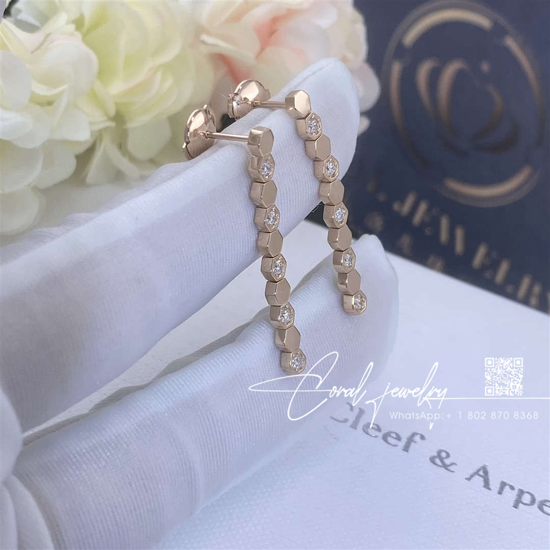 Chaumet bee my love earrings rose gold, diamonds 083993 (6)