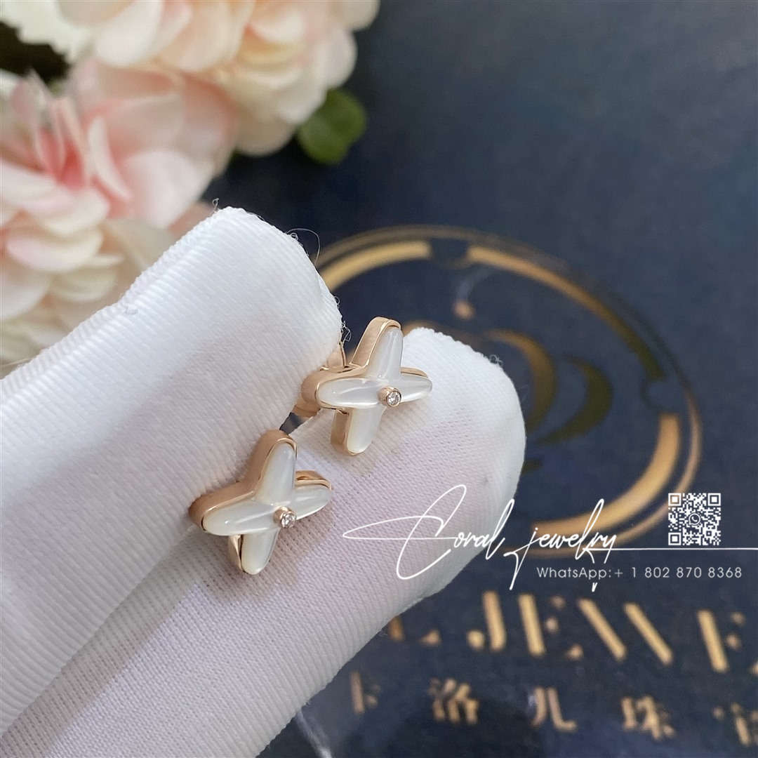 Chaumet jeux de liens earring rose gold, mother of pearl, diamond 083469 (5)