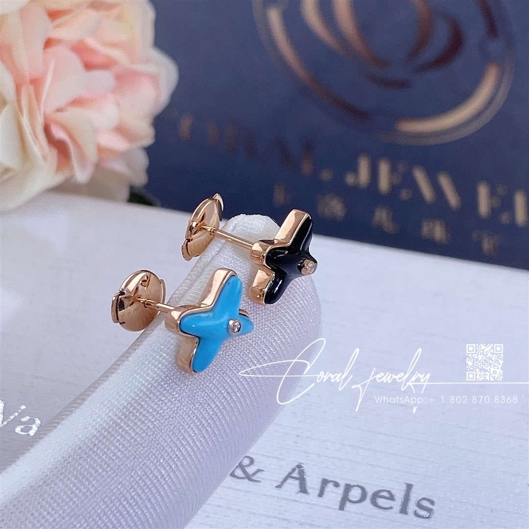 Chaumet jeux de liens onyx earring rose gold, onyx, diamond 085124 (10)