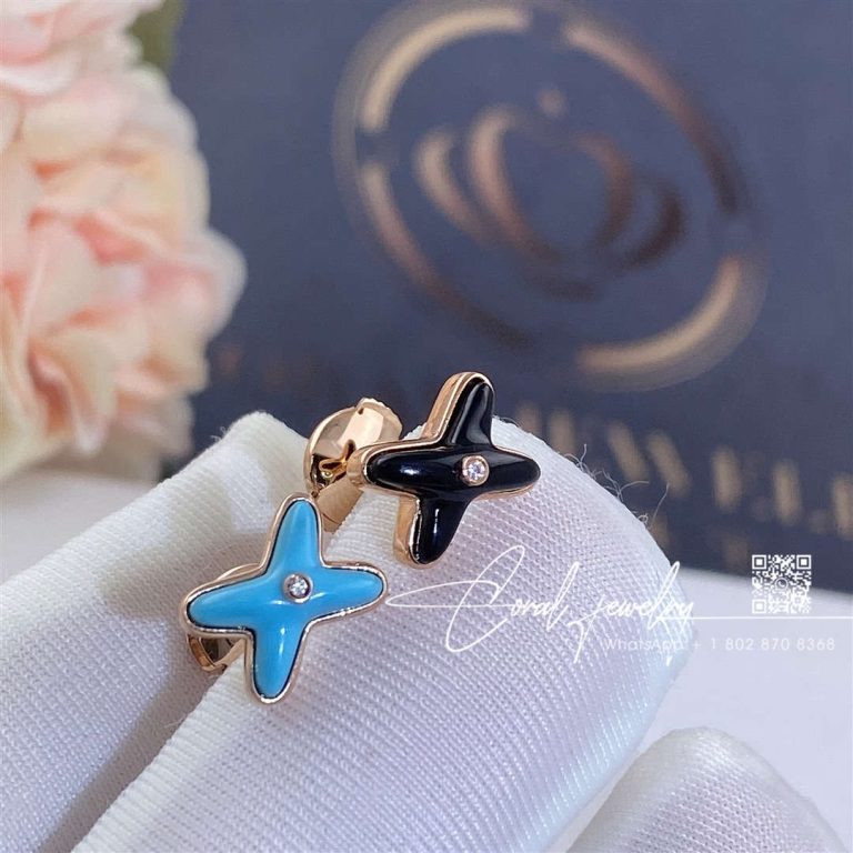 Chaumet jeux de liens onyx earring rose gold, onyx, diamond 085124 (7)