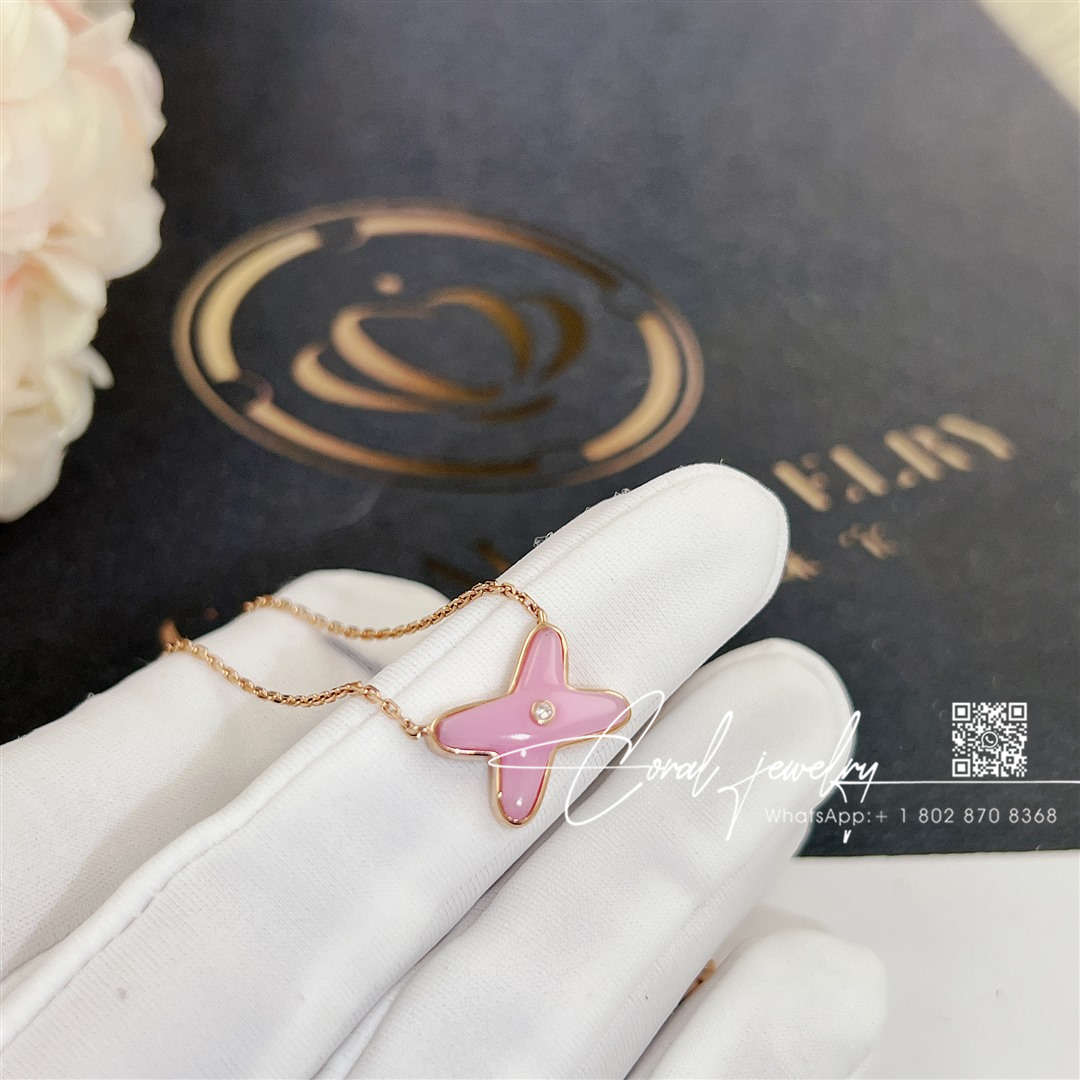 Chaumet jeux de liens pendant rose gold, pink opal, diamond 082996 (1)