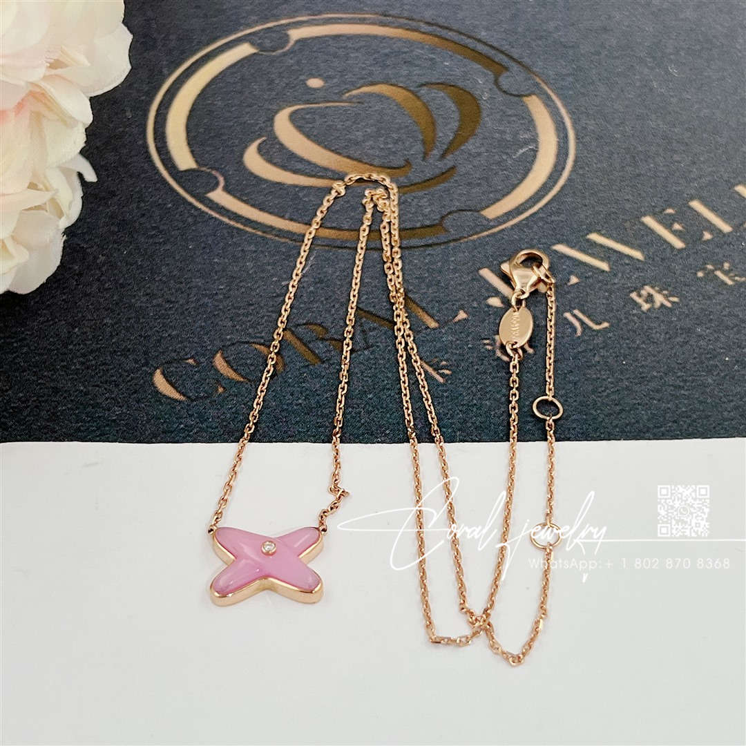 Chaumet jeux de liens pendant rose gold, pink opal, diamond 082996 (2)