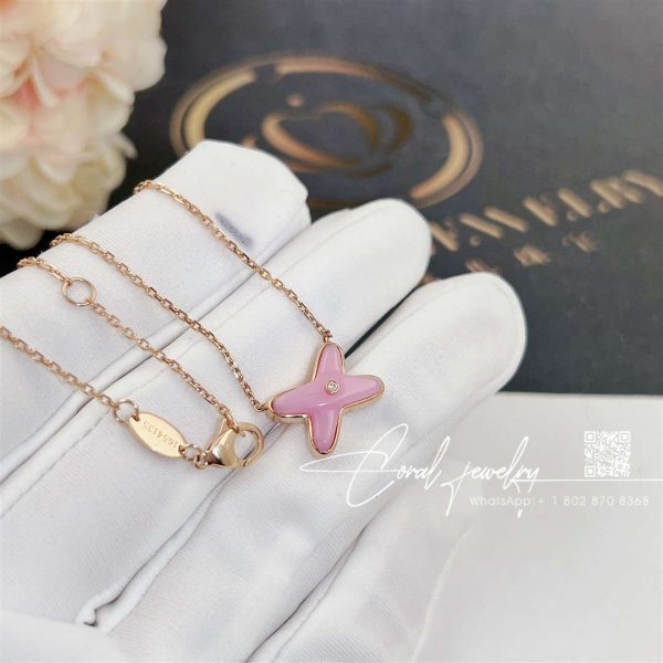 Chaumet jeux de liens pendant rose gold, pink opal, diamond 082996 (4)