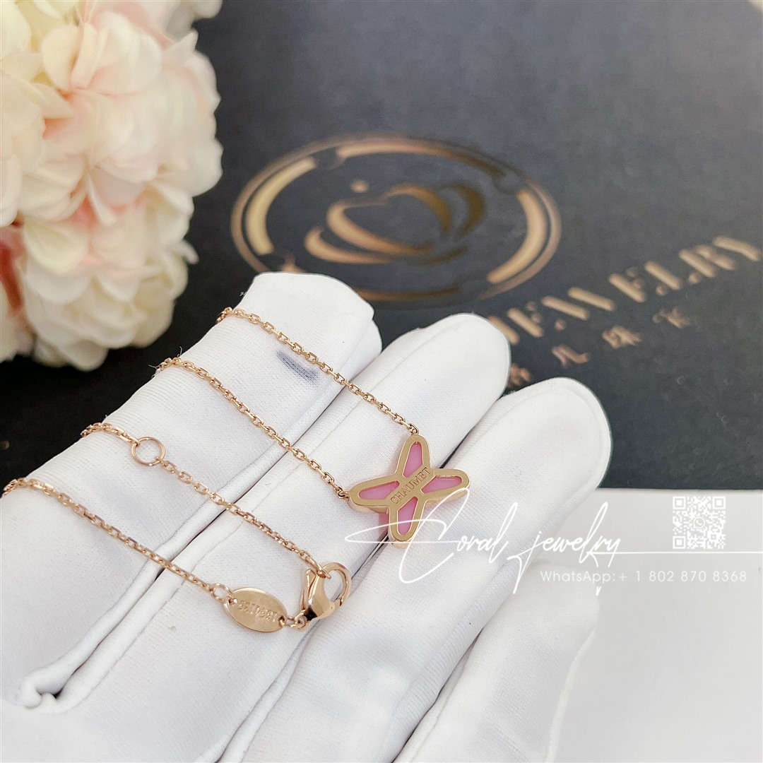 Chaumet jeux de liens pendant rose gold, pink opal, diamond 082996 (6)