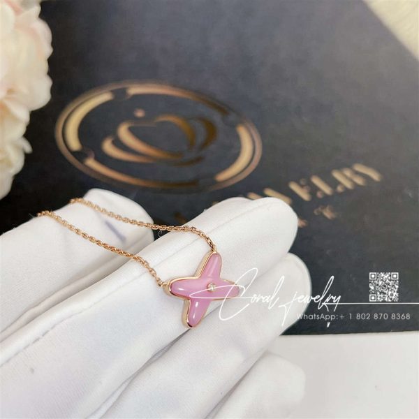 Chaumet jeux de liens pendant rose gold, pink opal, diamond 082996 (7)