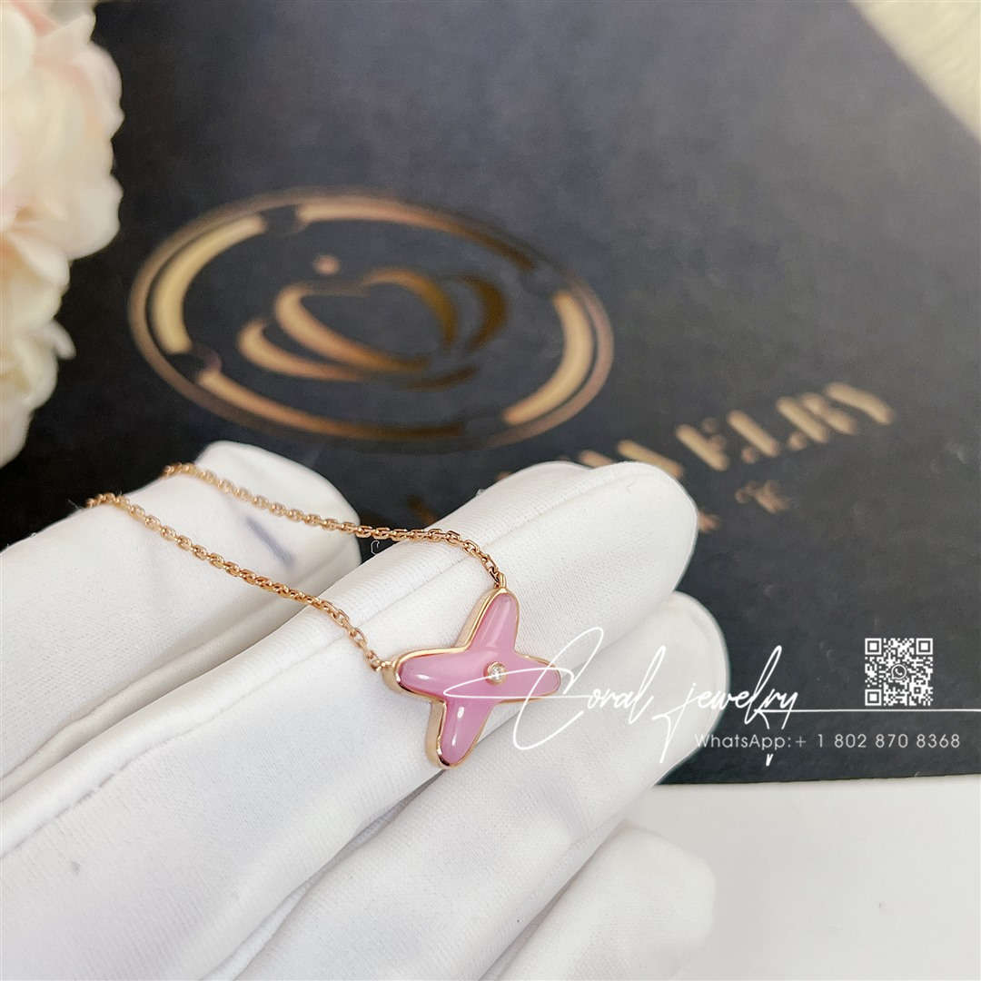 Chaumet jeux de liens pendant rose gold, pink opal, diamond 082996 (7)