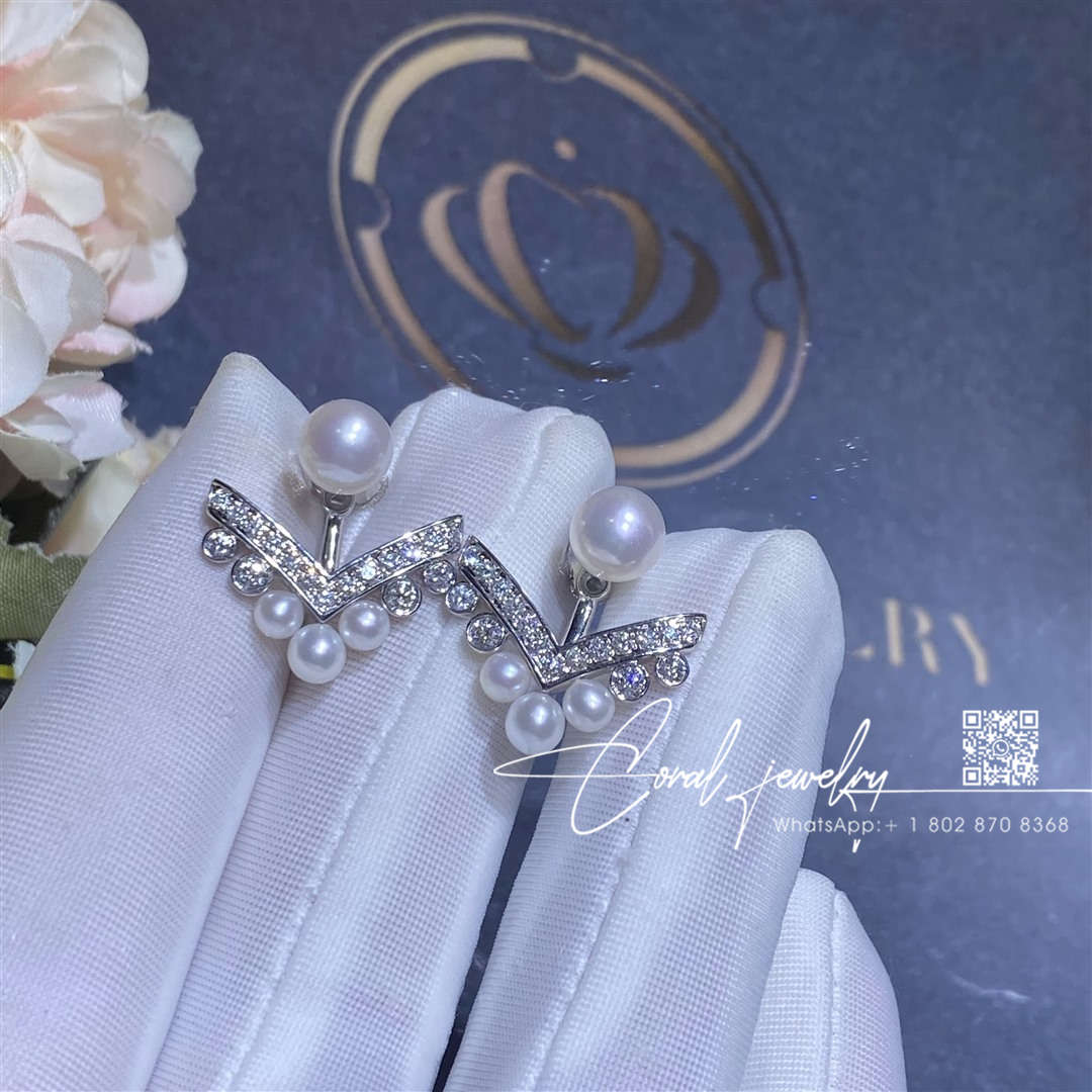 Chaumet joséphine aigrette earring white gold, pearls, diamonds 083293 (3)