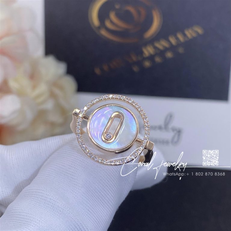 Messika Lucky Move Colour Rose Gold Ring With Mother Of Pearl And Diamonds 11952 Pg (7)