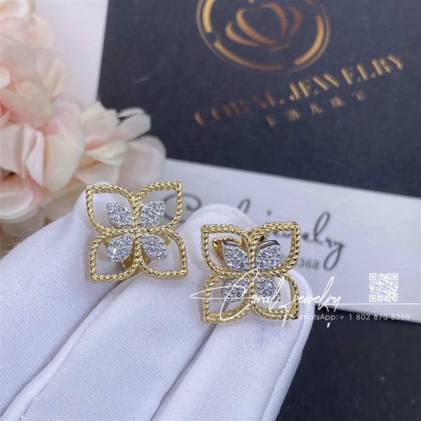 Princess Flower Earrings In 18kt Gold With Diamonds. Large Version Adr777ea2665 Yw (1)