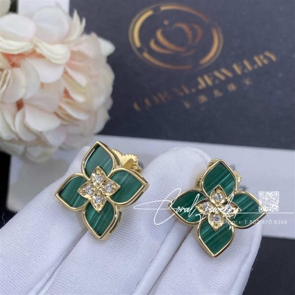 Roberto Coin Venetian Princess Earrings With Diamonds And Malachite (1)