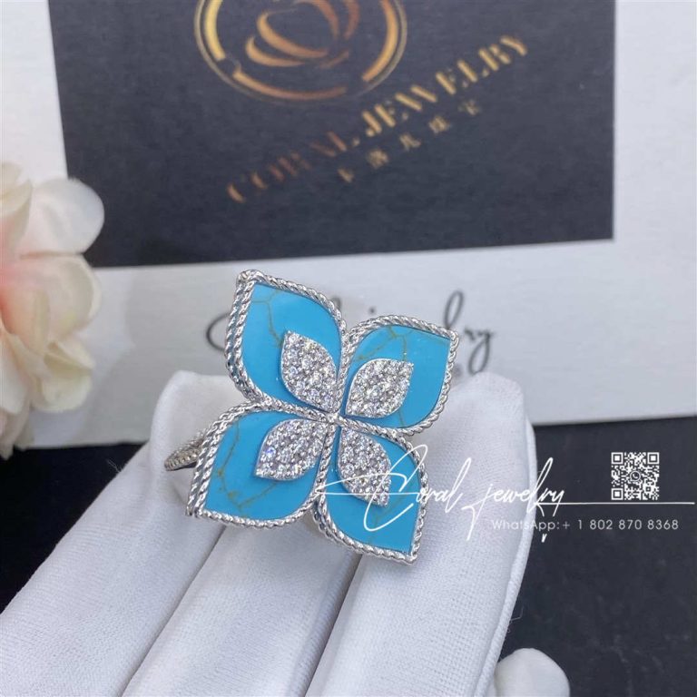 Roberto Coin White Gold Turquoise & Diamonds Princess Flower Ring (4)