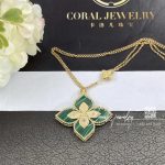 Roberto Coin Princess Flower Pendant Yellow Gold With Diamonds And Malachite 34mm (4)