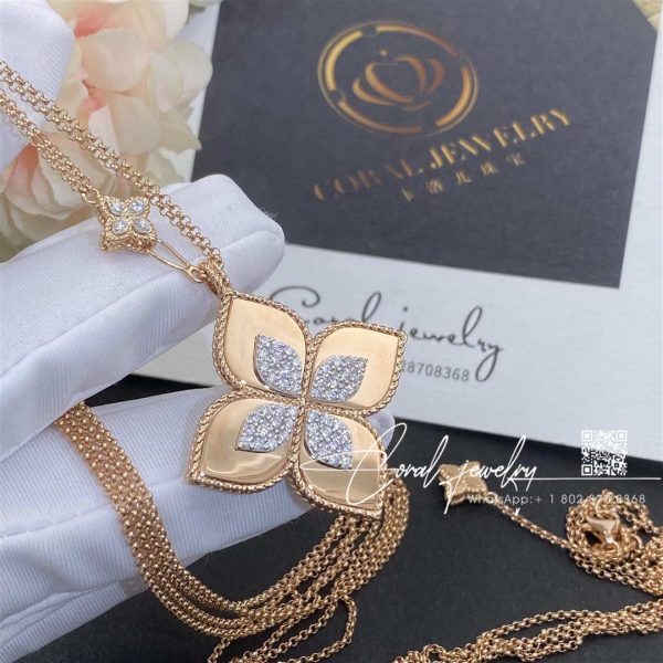 Roberto Coin Yellow Gold Diamond Princess Flower Rose Gold Necklace – 3 (5)