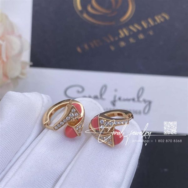 Cleo Diamond Huggie Earrings In Rose Gold Pink Coral Cleo E20 (3)