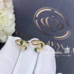 Marli Cleo Diamond Huggie Earrings In Yellow Gold Green Agate (14)