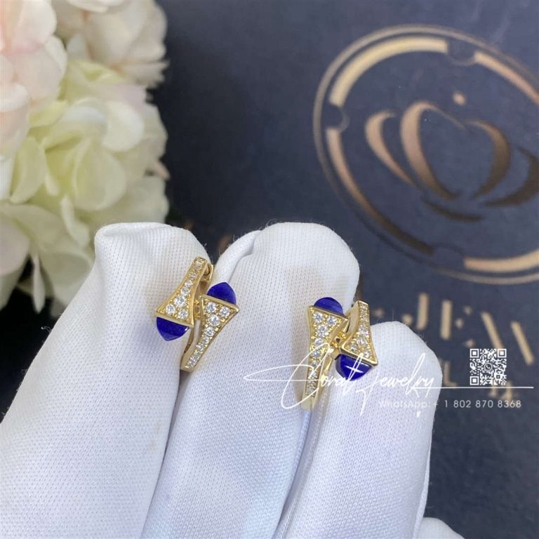 Marli Cleo Diamond Huggie Earrings In Yellow Gold Lapis Lazuli (4)