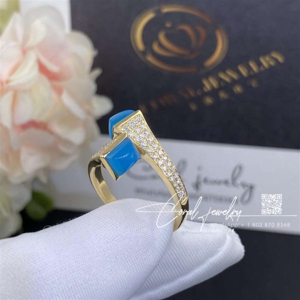 Marli Cleo Diamond Midi Ring In Yellow Gold Sea Blue Chalcedony Cleo R47 (7)