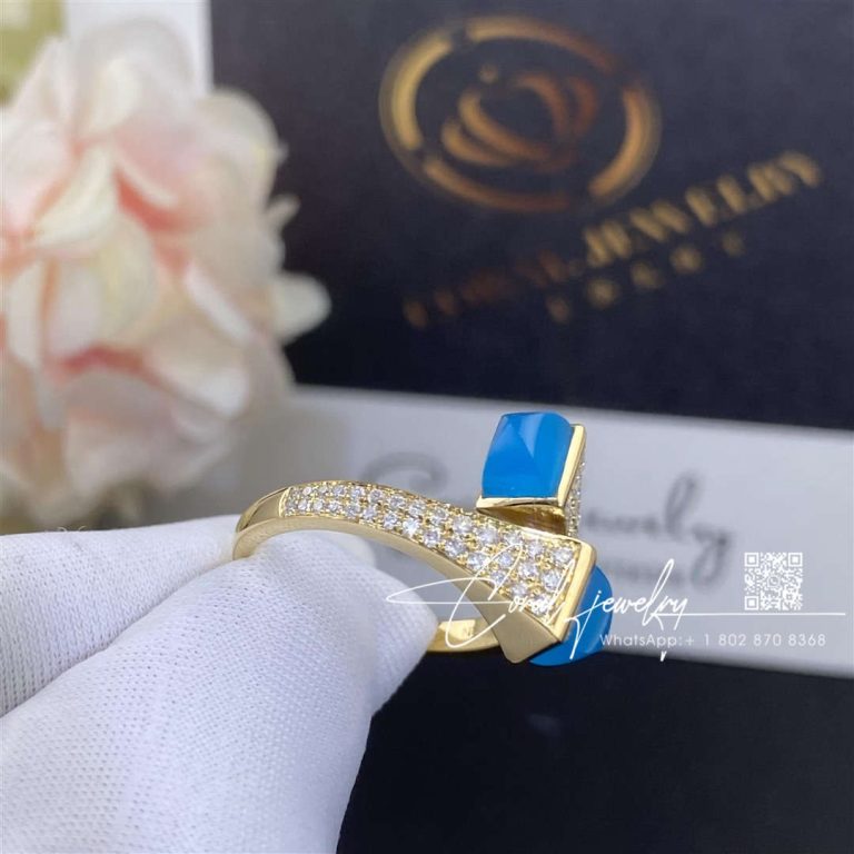 Marli Cleo Diamond Midi Ring In Yellow Gold Sea Blue Chalcedony Cleo R47 (8)