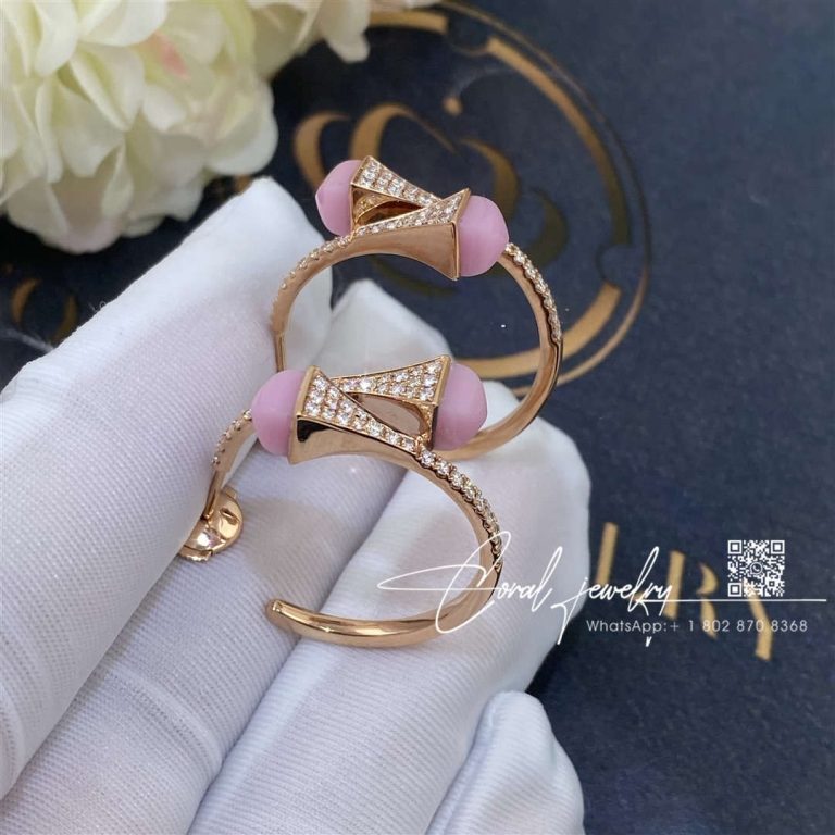 Marli Cleo Diamond Open Hoop Earrings In Rose Gold Pink Opal (5)