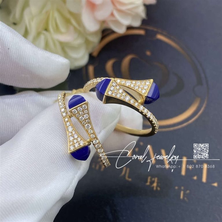 Marli Cleo Diamond Open Hoop Earrings In Yellow Gold Lapis Lazuli (2)