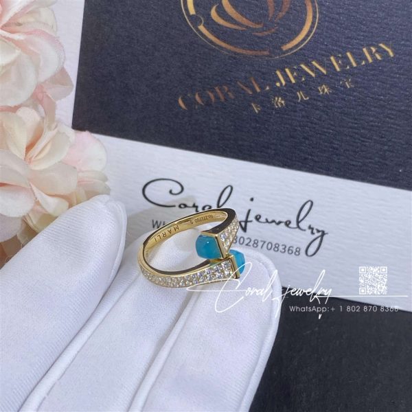 Marli Cleo Diamond Slim Ring In Yellow Gold Sea Blue Chalcedony Cleo R1 (3)