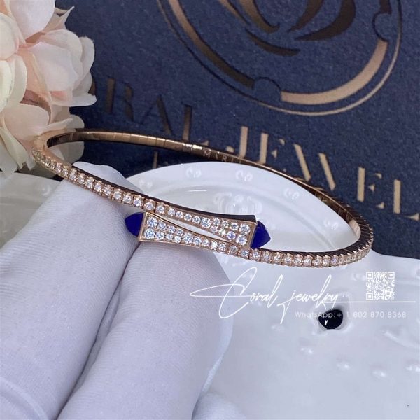 Marli Cleo Diamond Slim Slip On Bracelet In Rose Gold Lapis Lazuli Cleo B1