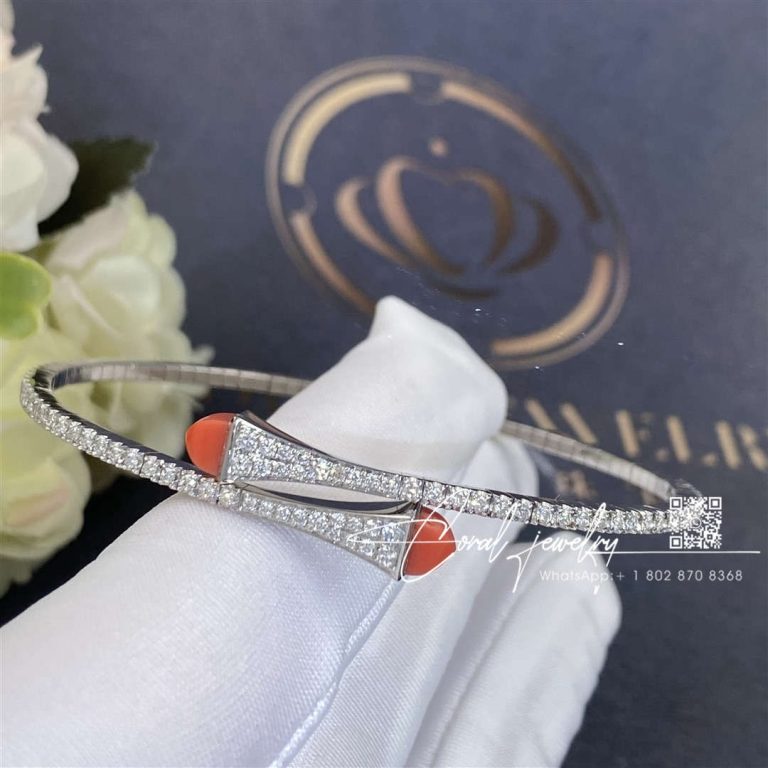 Marli Cleo Diamond Slim Slip On Bracelet In White Gold Red Agate Cleo B1 (4)