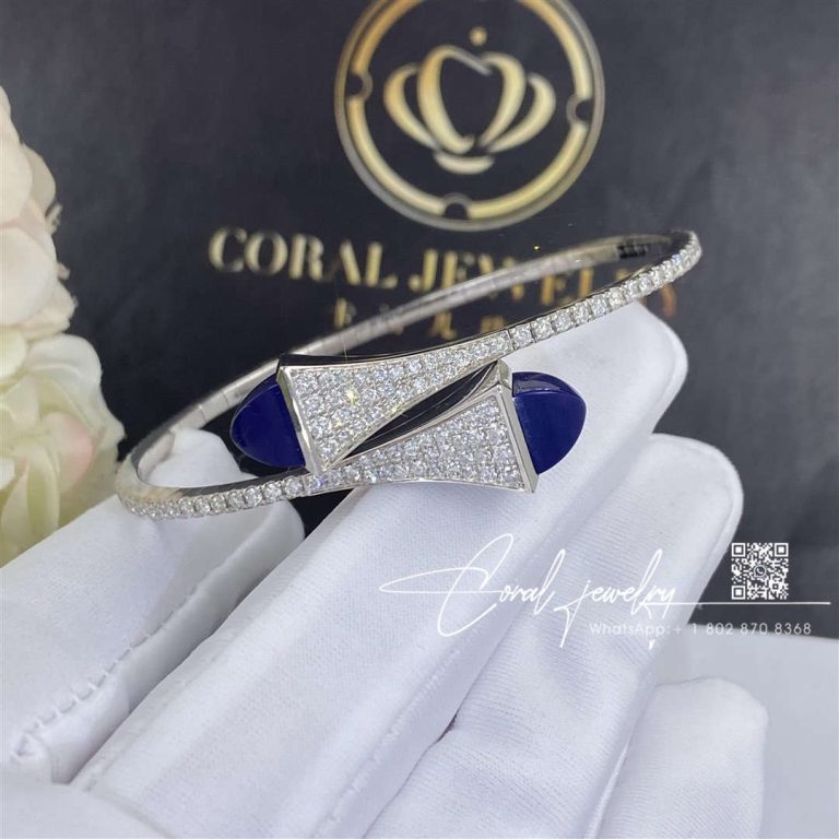 Marli Cleo Diamond Slip On Bracelet In White Gold Lapis Lazuli Cleo B3 (5)