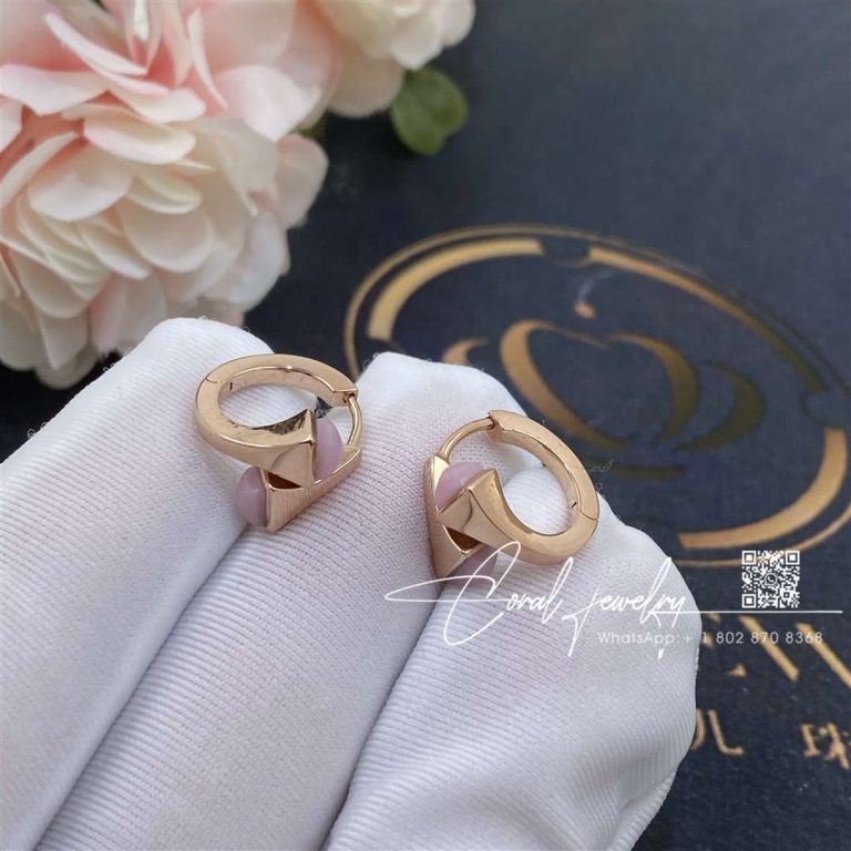 Marli Cleo Gold Huggie Earrings In Rose Gold Pink Opal (5)