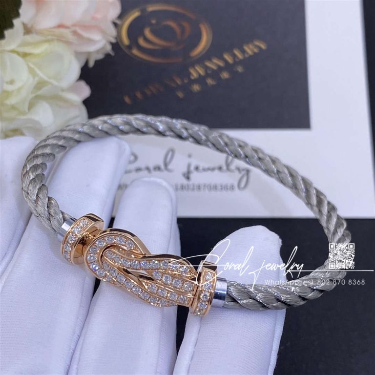 Fred Chance Infinie Bracelet Pink Gold Large Model Diamonds Steel Cable (2)