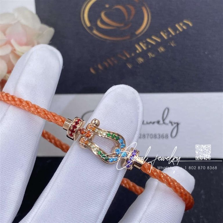 Fred Force 10 Bracelet 18k Rose Gold And Colored Stones Large Model 0b0155 6b0211 (10)