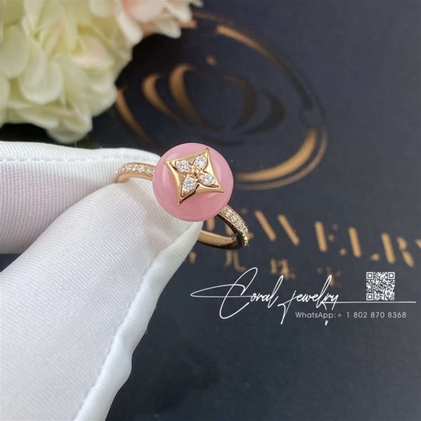 Louis Vuitton B Blossom Ring, Pink Gold, White Gold, Pink Opal And Pavé Diamond Q9m00f (1)