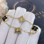 Louis Vuitton Color Blossom Bb Multi Motif Bracelet, Yellow Gold, Onyx And Diamonds Q05024 (1)