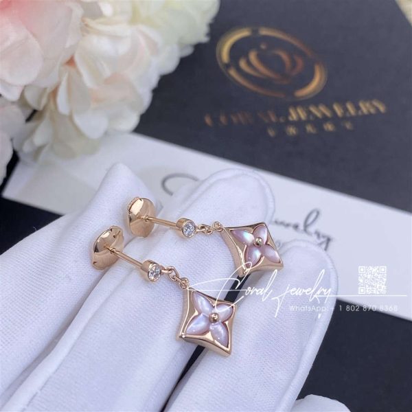 Louis Vuitton Color Blossom Bb Star Ear Studs, Pink Gold, Pink Mother Of Pearl And Diamonds Q96667 (2)