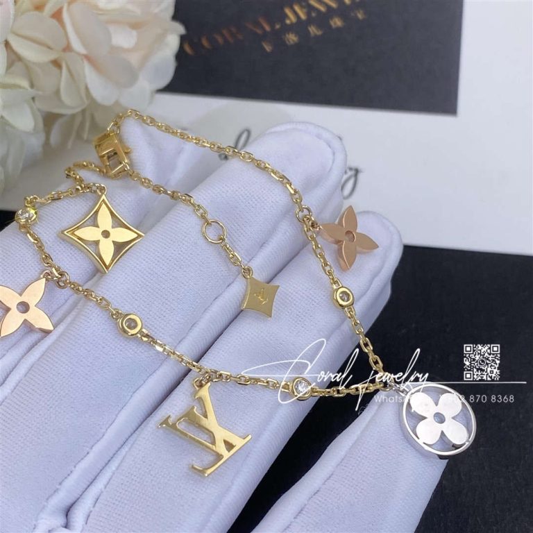 Louis Vuitton Idylle Blossom Charms Bracelet, 3 Golds And Diamonds Q95689 (1)