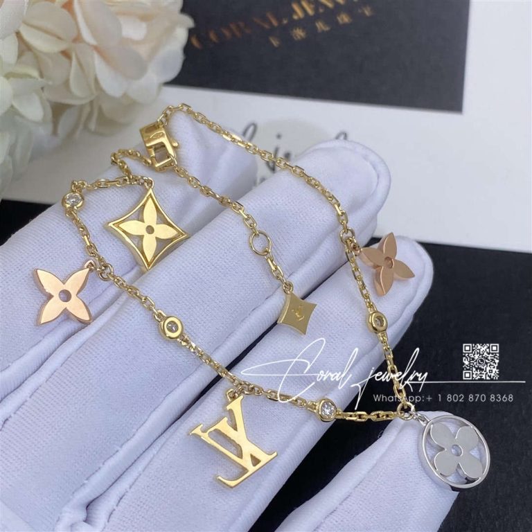 Louis Vuitton Idylle Blossom Charms Bracelet, 3 Golds And Diamonds Q95689 (2)