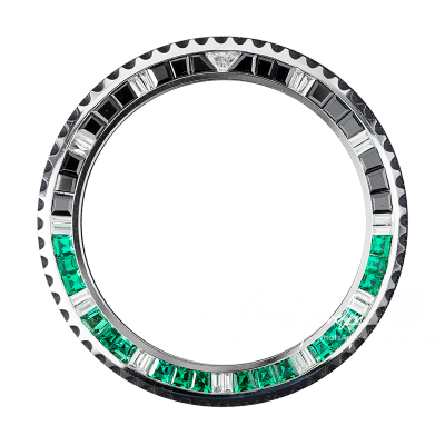 Greenblackwhite Baguette Cut Custom Bezel For Rolex Gmt Master Ii Submariner